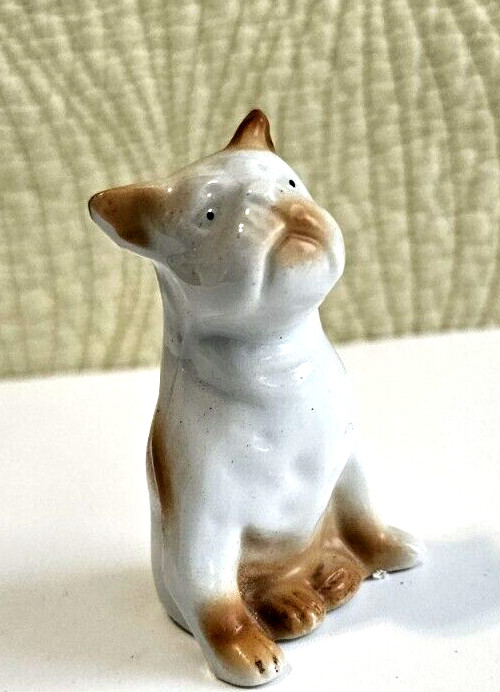 Vintage English Bulldog White Tan Porcelain Made In Japan 3\