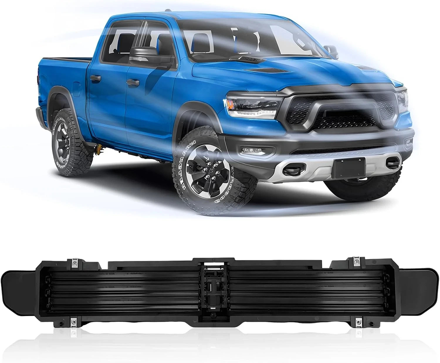 Front Lower Active Grille Shutter W/Motor Compatible with 2019-2022 RAM 1500 Big