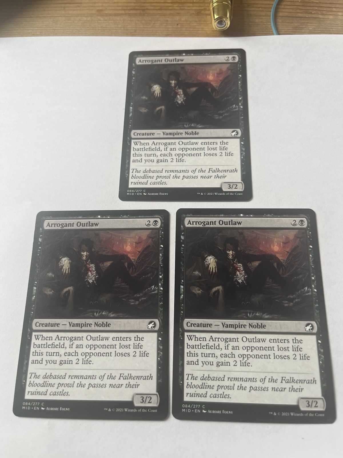 3 x Arrogant Outlaw MTG Magic The Gathering Innistrad Midnight Hunt Playset
