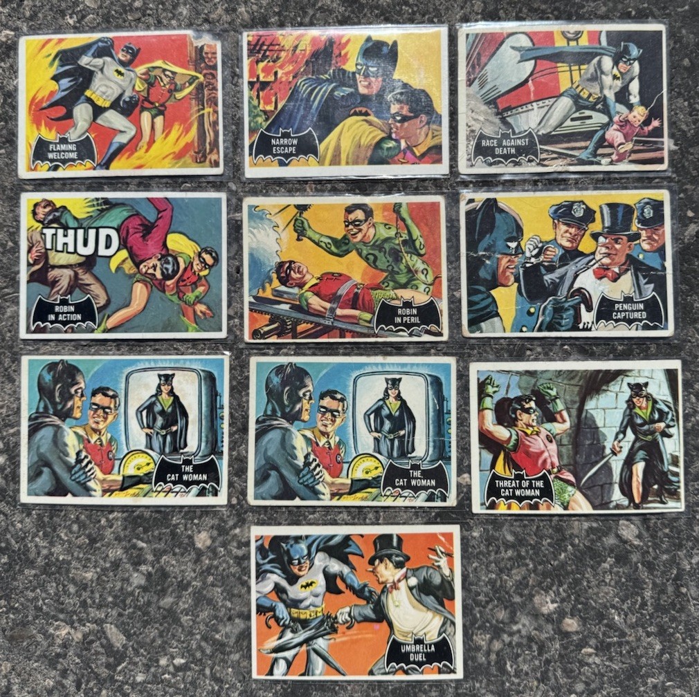 1966 TOPPS DC BATMAN LOT Black Bat  Lot Of 10 Cards Vintage Fast 