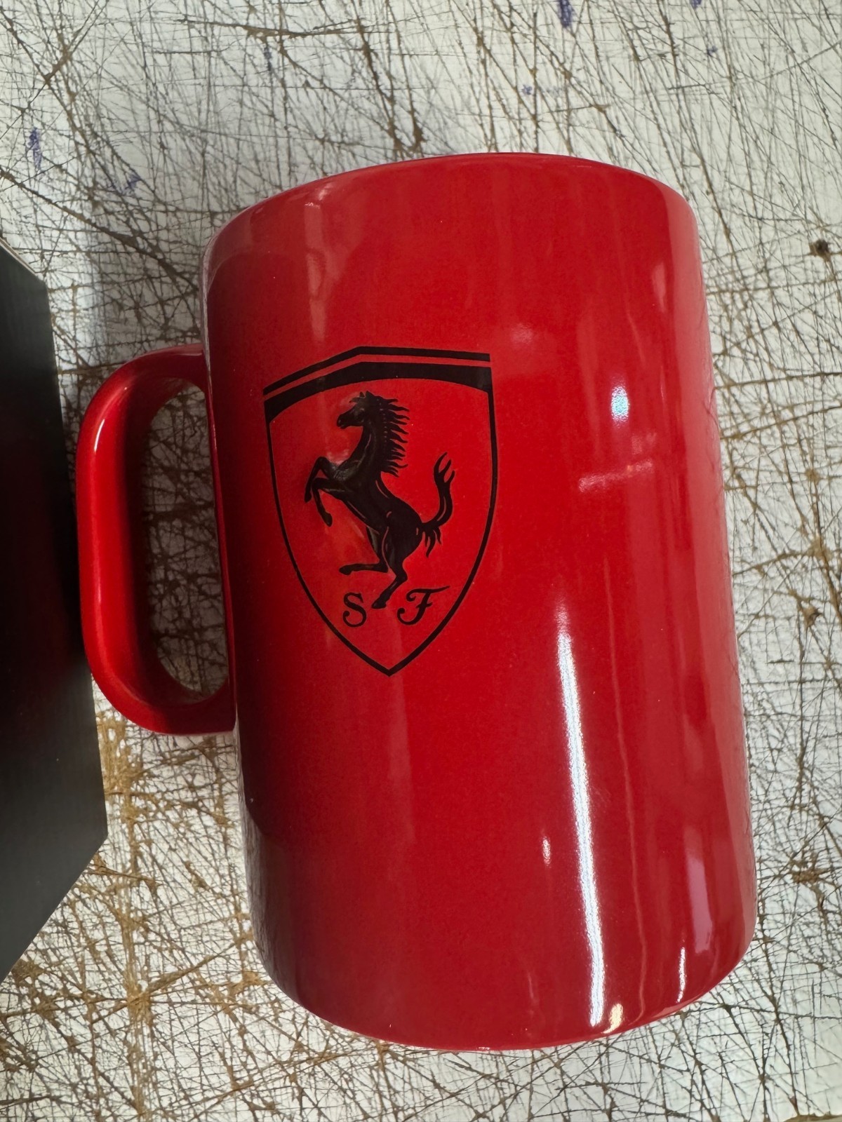 Ferrari Essential Mug in Porcelain RED 3D Logo **OFFICIAL NEW In Box**