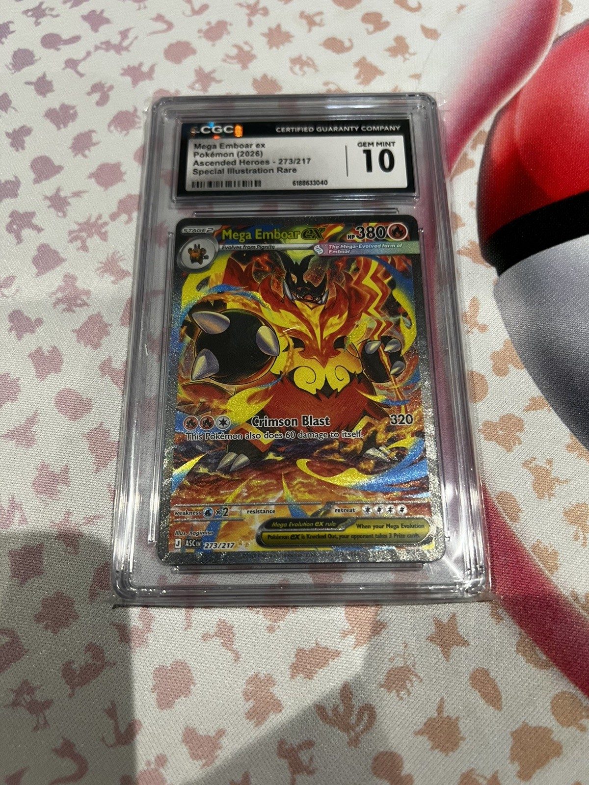 CGC 10 GEM MINT Mega Emboar EX 273/217 SIR Ascended Heroes Pokemon