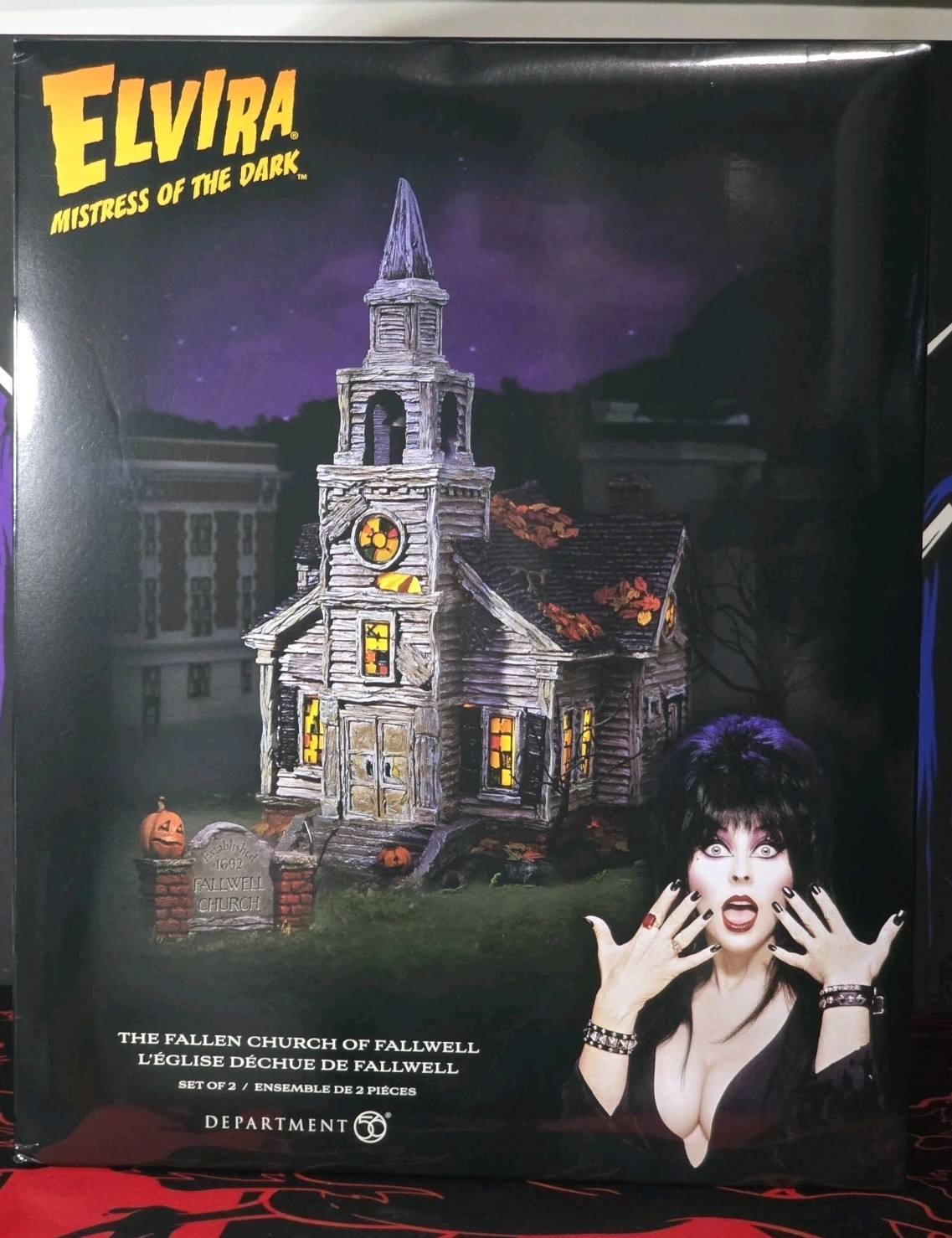 ELVIRA THE FALLEN CHURCH OF FALLWELL VILLAGE Department 56 Halloween Decor 