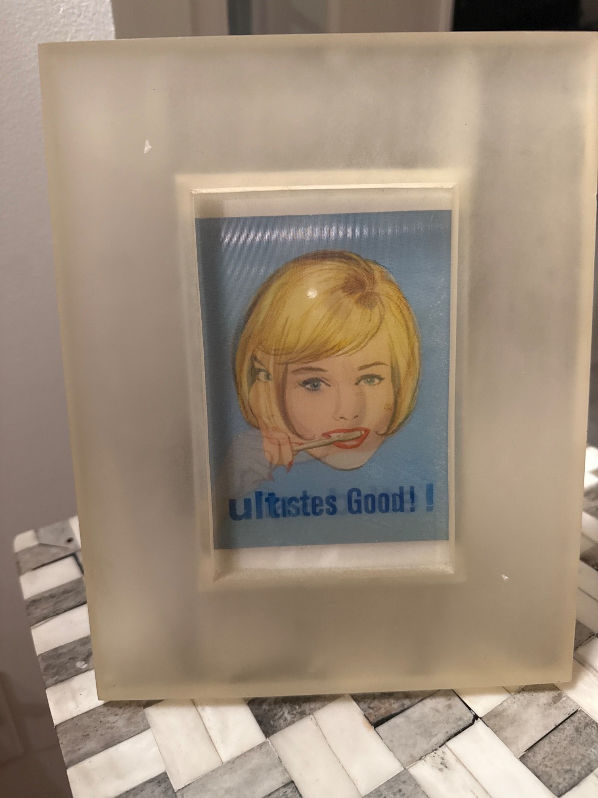 Vintage Ultra Brite Toothpaste Lenticular Ad Lucite Frame 10x8 SEE VIDEO