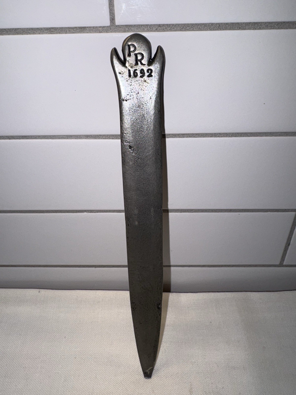 Vintage Port Royale Jamaica Pewter Letter Opener Engraved  PR 1692