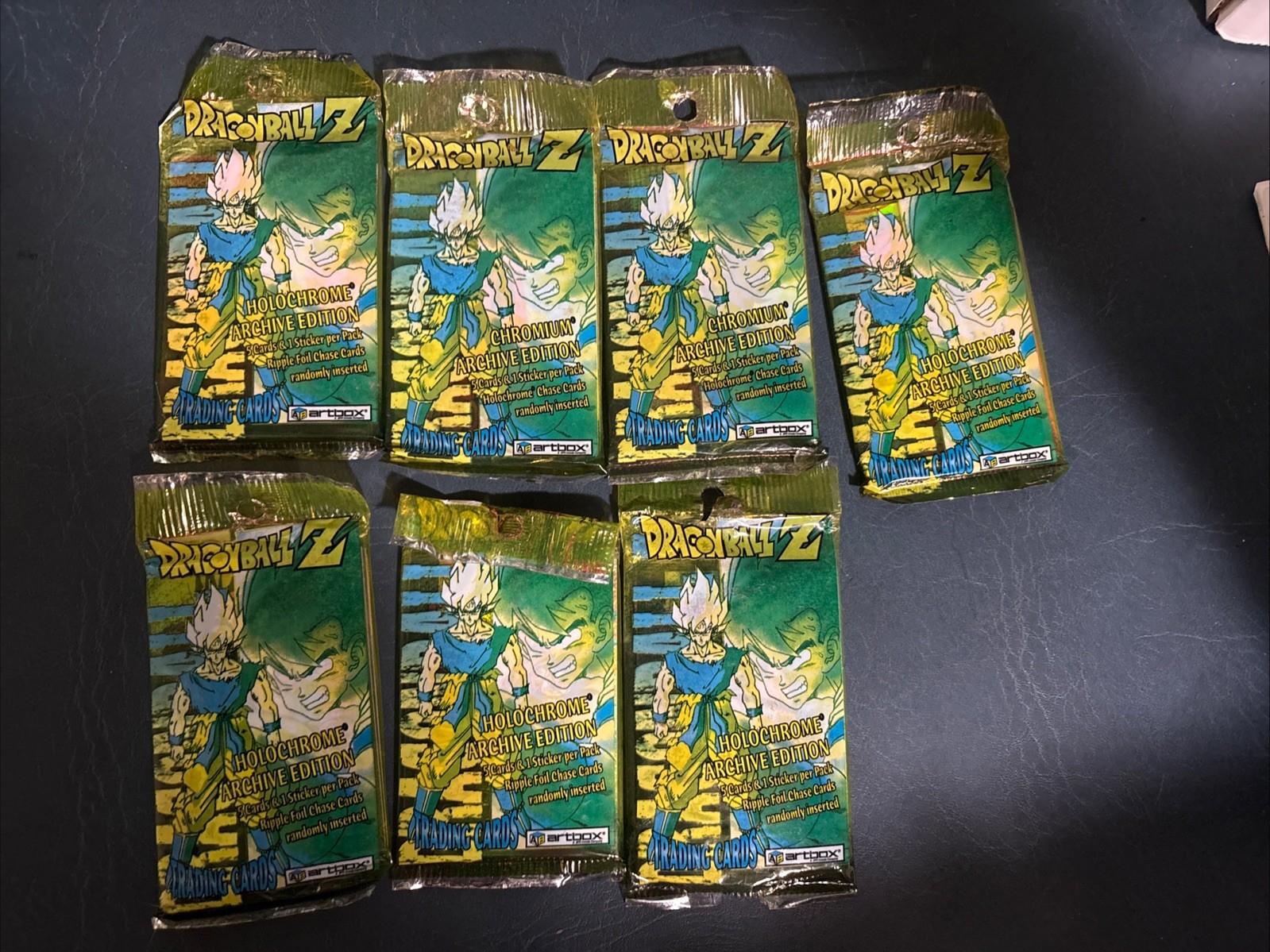 Lot Of 7 Sealed Dragon Ball Z Holochrome Trading Cards Packs