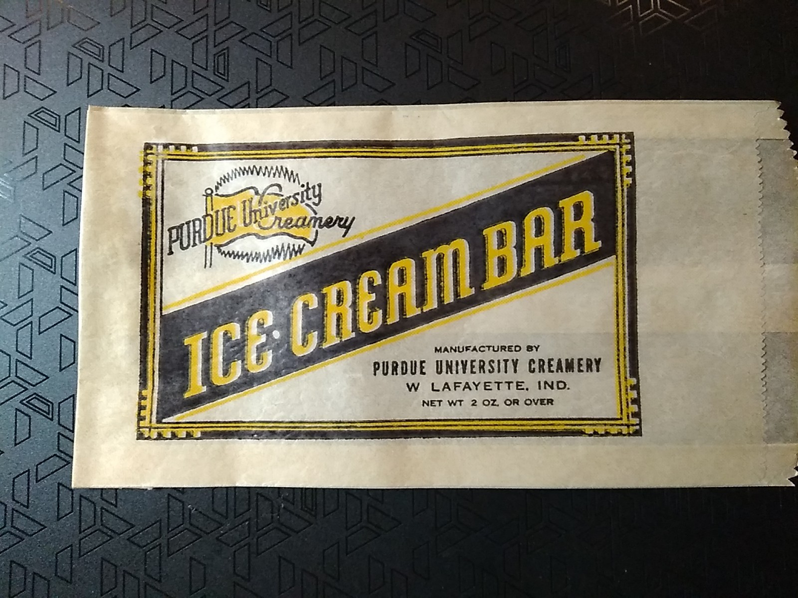 Rare Vintage Purdue Creamery Ice Cream Bar Wrapper BoilerMakers University Wrap