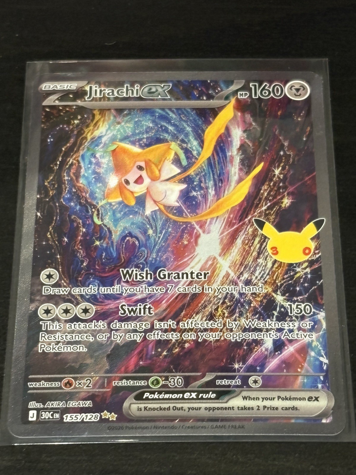 Pokemon TCG Jirachi ex 155/128 30th Anniversary Pokemon FULL ART