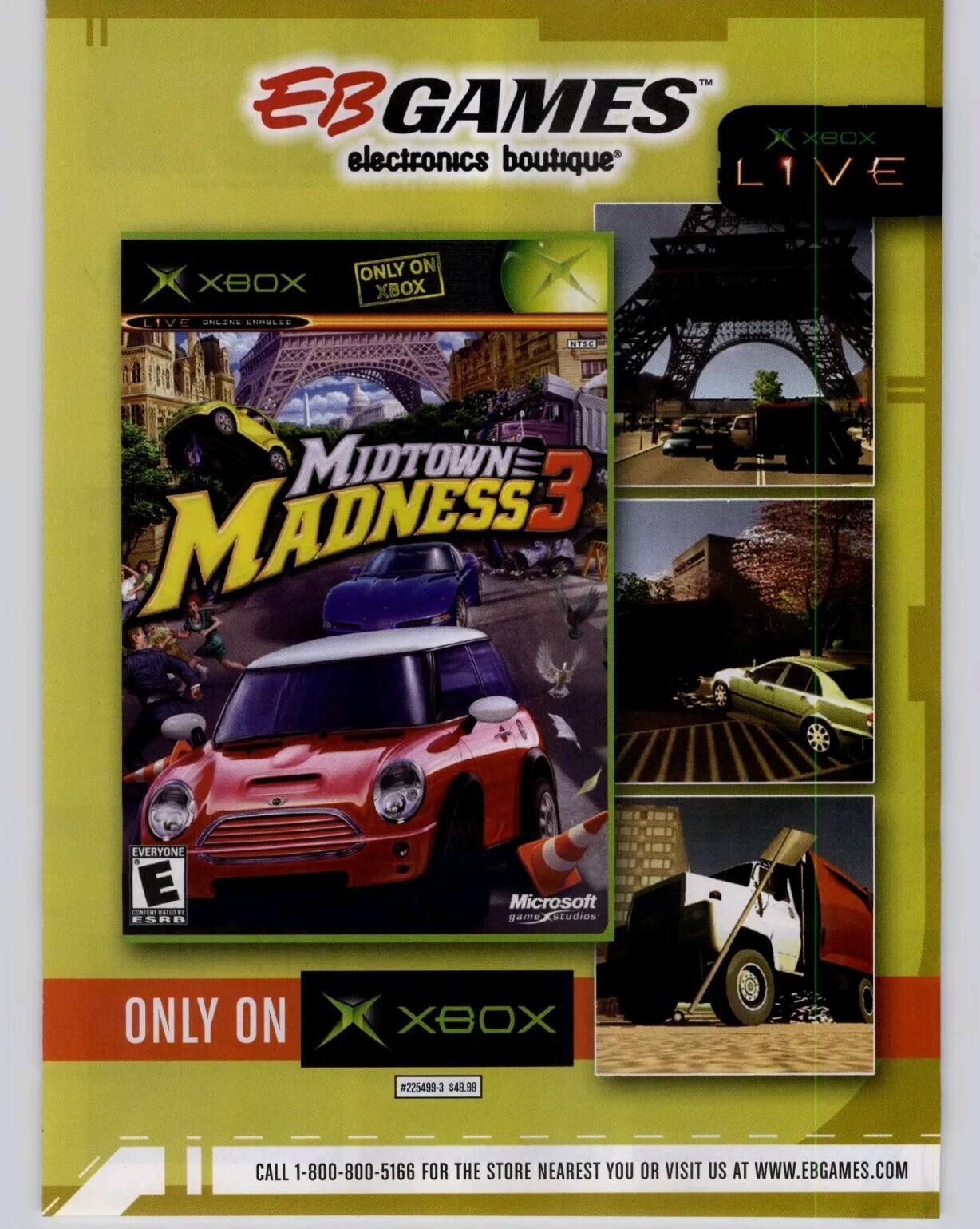 Midtown Madness 3 Xbox 2003 Vintage Print Ad/Poster Official EB GAMES Promo Art
