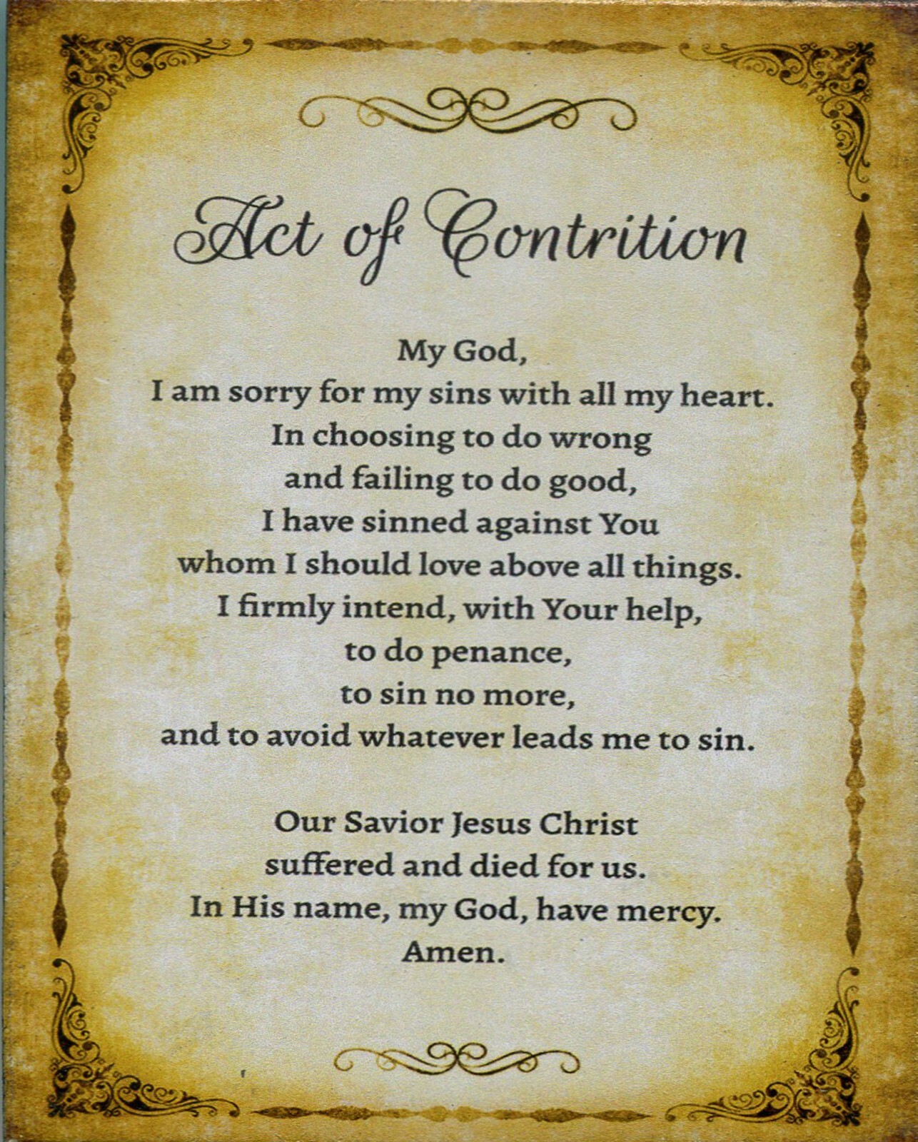Catholic print picture  -  Act of Contrition T -  8