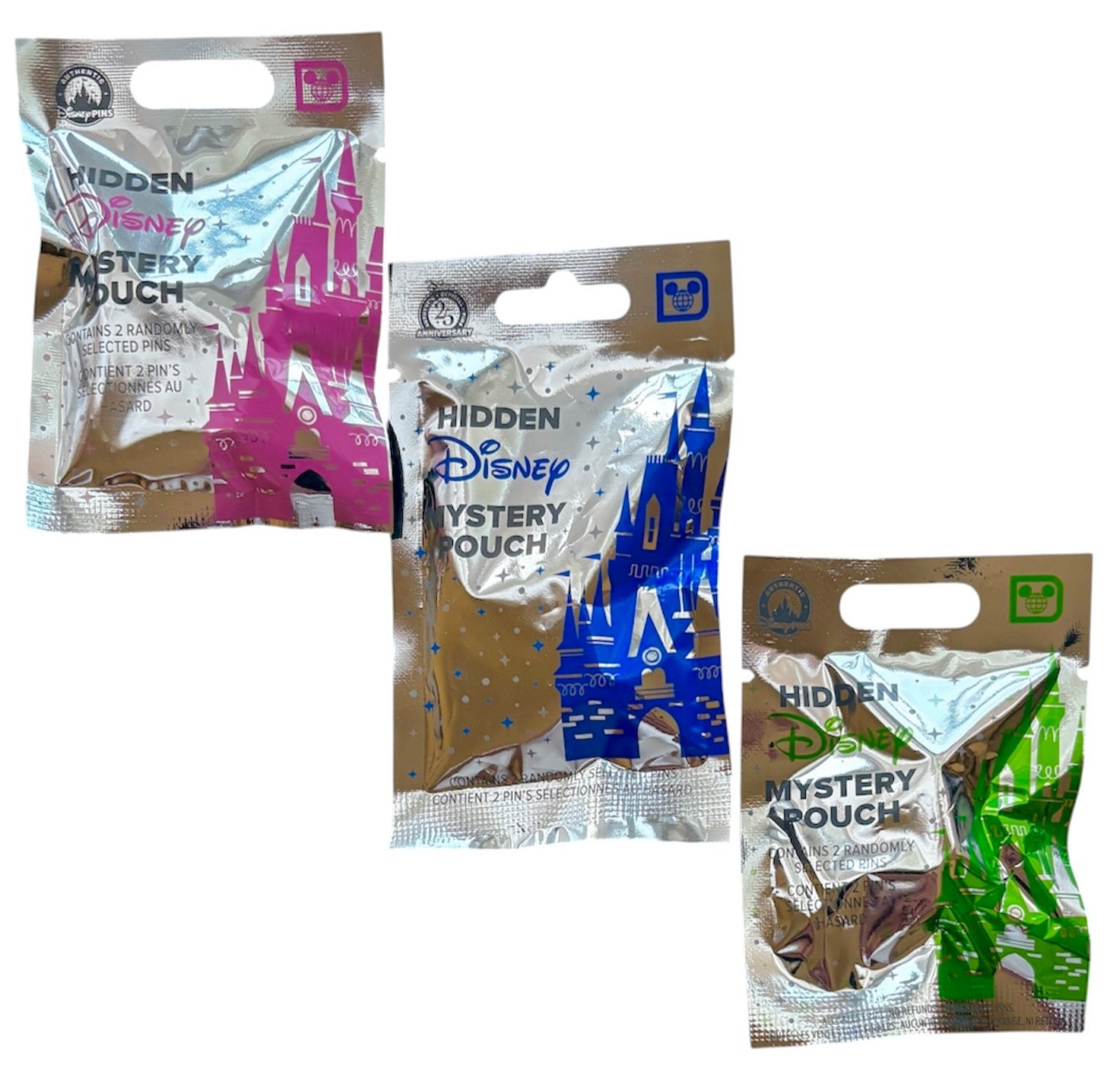 Disney World Parks Hidden Mystery Wave Blue A Pink B Green Pin Pack Set of 3 NEW