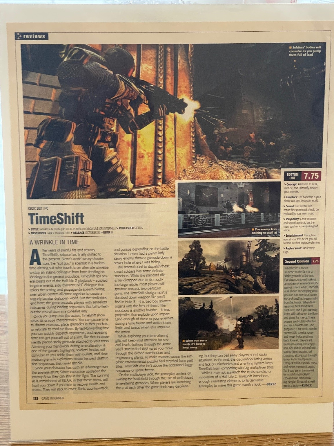 2007 Game Informer TimeShift Xbox 360 PC Video Game Review Magazine Page