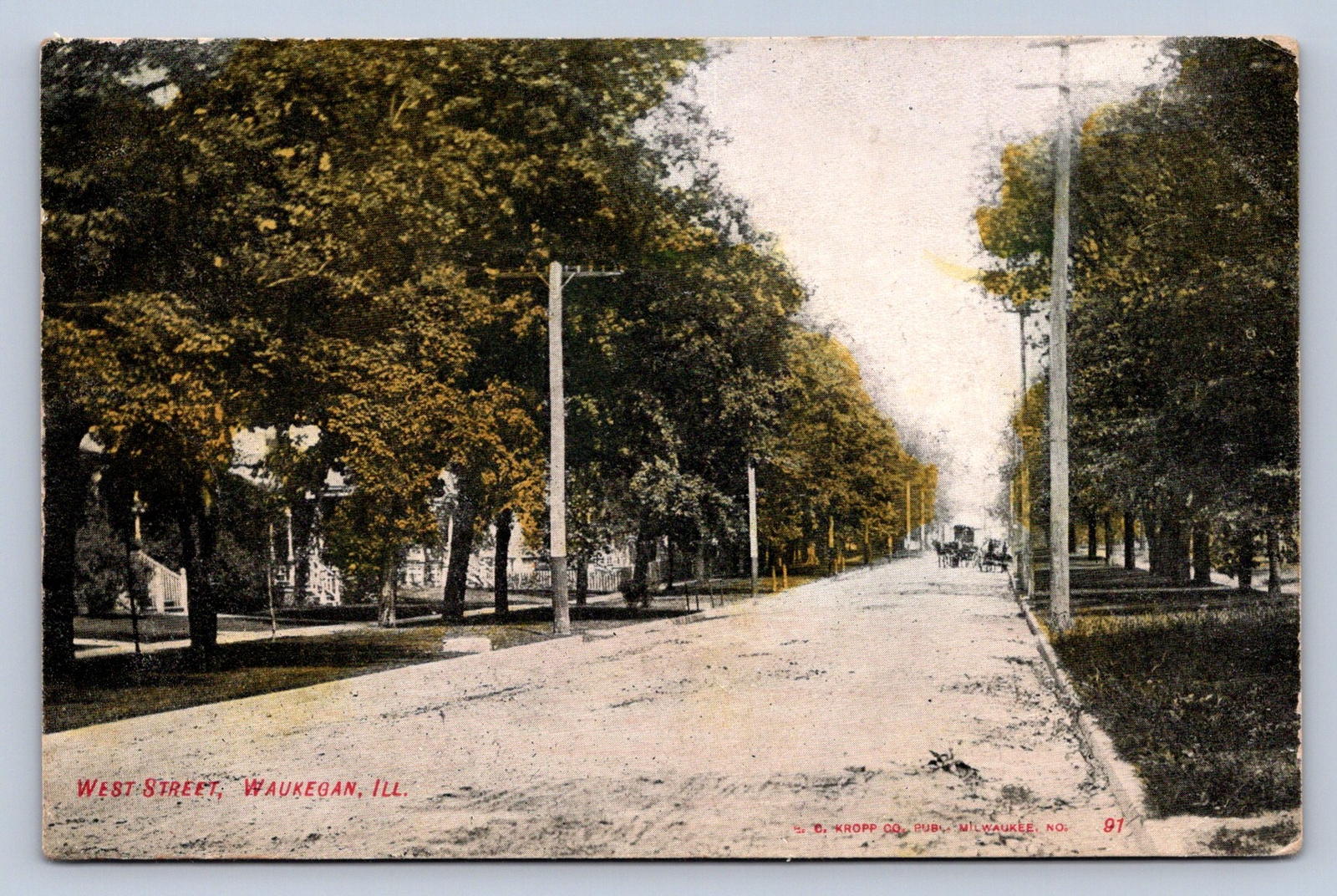 K7/ Waukegan Illinois Postcard c1910 West Street Homes Residences 624