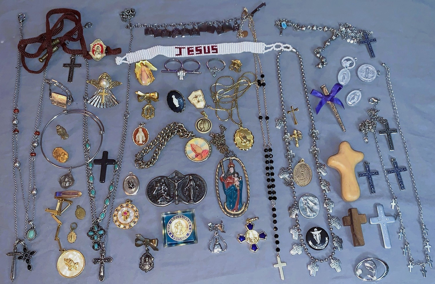 Great Lot  56 pc  Vintage Modern  Religous Theme  Mostly Jewelry Items