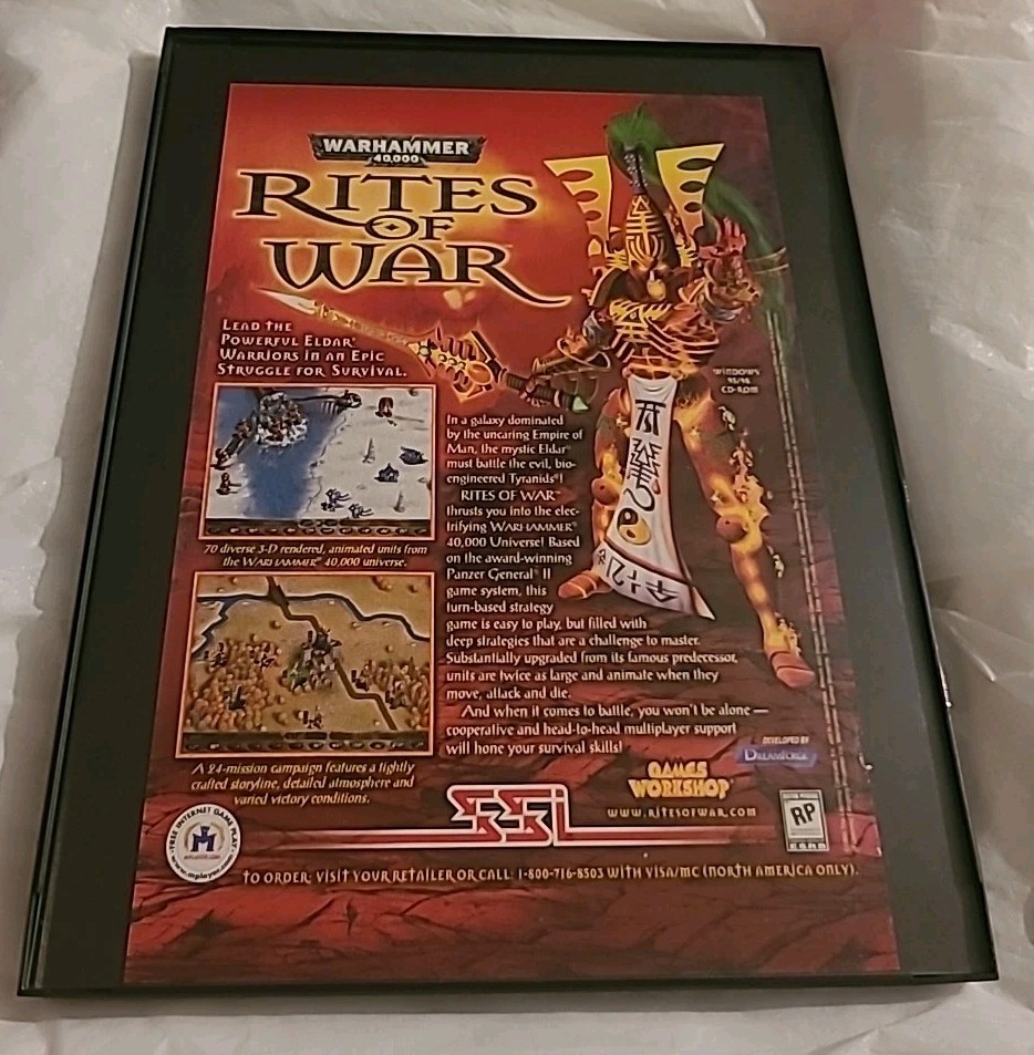 Warhammer 40000 Rites Of War Online Game Print Ad 1999 Framed 8.5x11