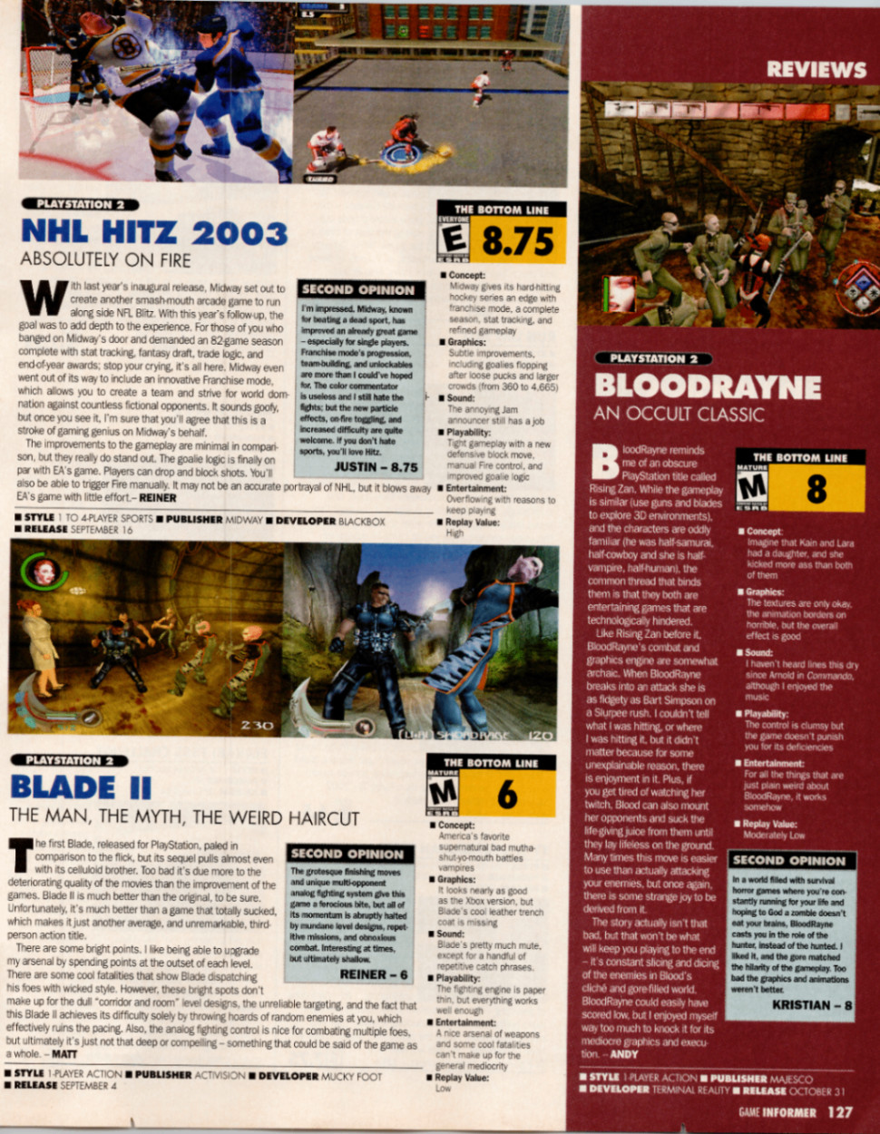 Game Informer Magazine 127 PS2 NHL Hitz 2003 Bloodrayne Blade II Review