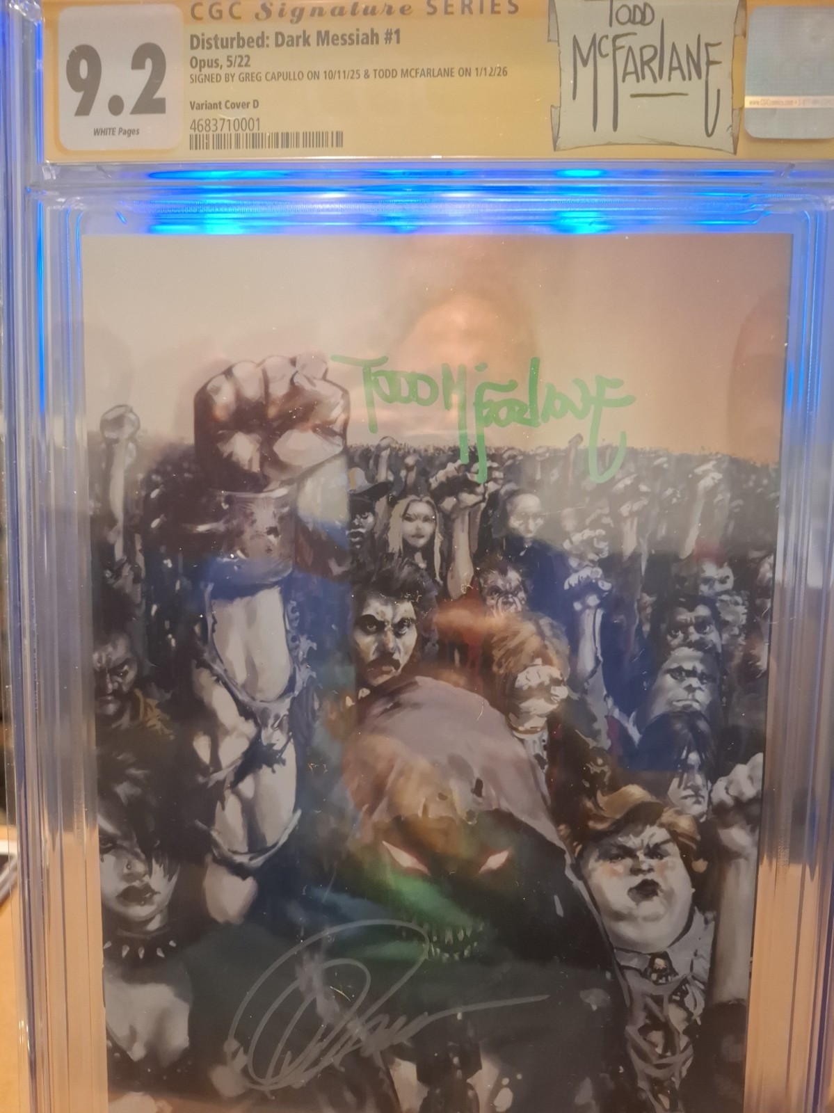 Disturbed Dark Messiah #1 CGC 9.2 SS McFarlane Label Signed Capullo & McFarlane