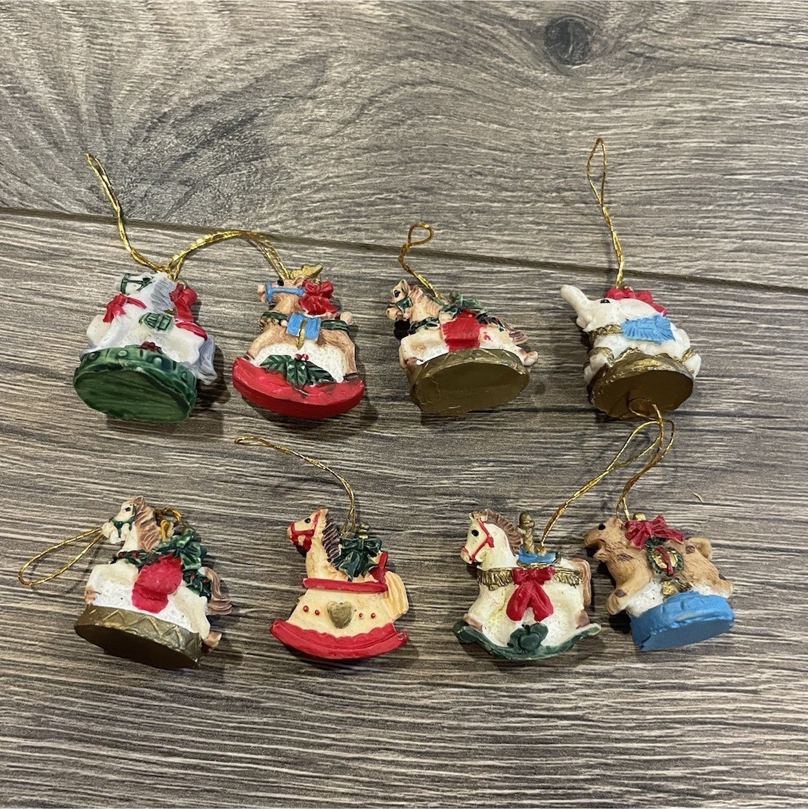 Set of 8 Miniature Christmas Ornaments Multicolor Hanging Holiday Decor