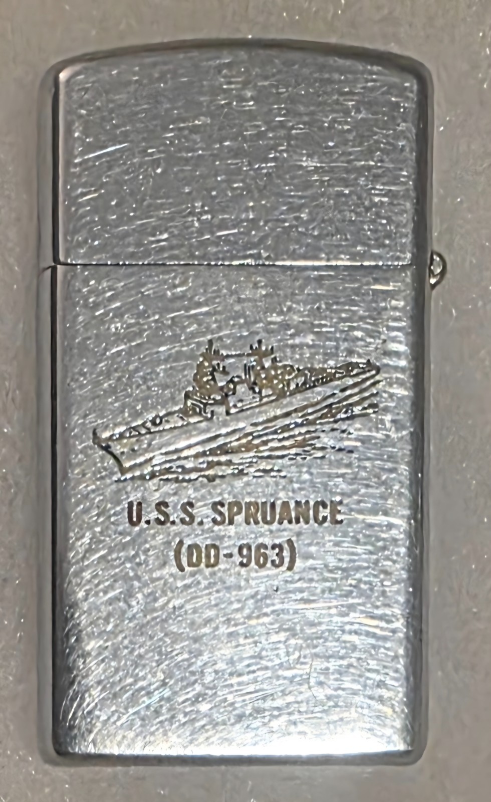 Vintage Metal Zippo, USS Spruance DD-963,  Destroyer Ship, Navy, Command Lighter
