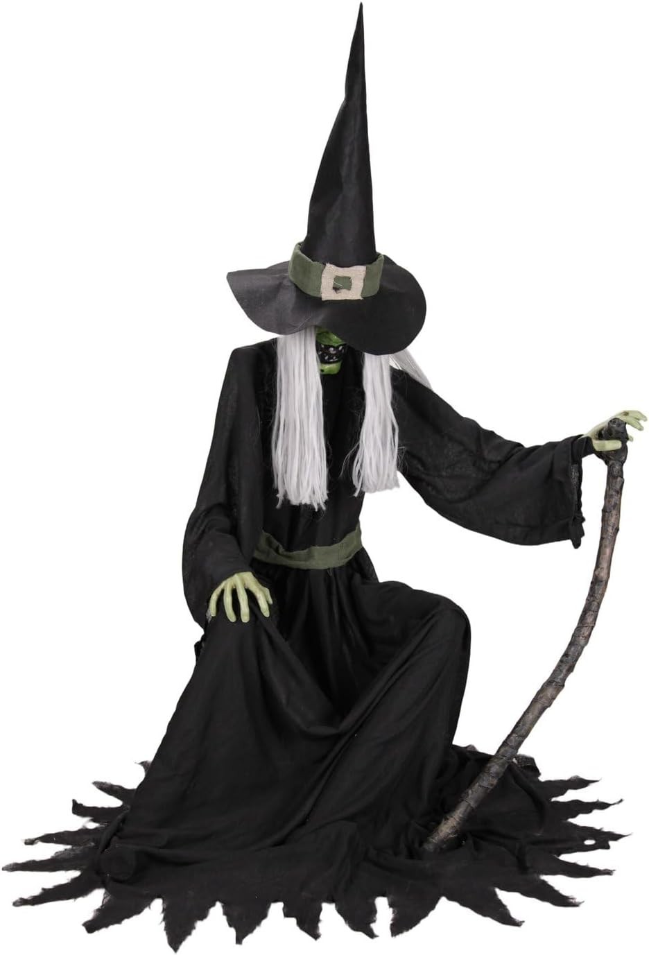 Haunted Hill Farm 4.3-Ft. Sitting Witch Halloween Animatronic