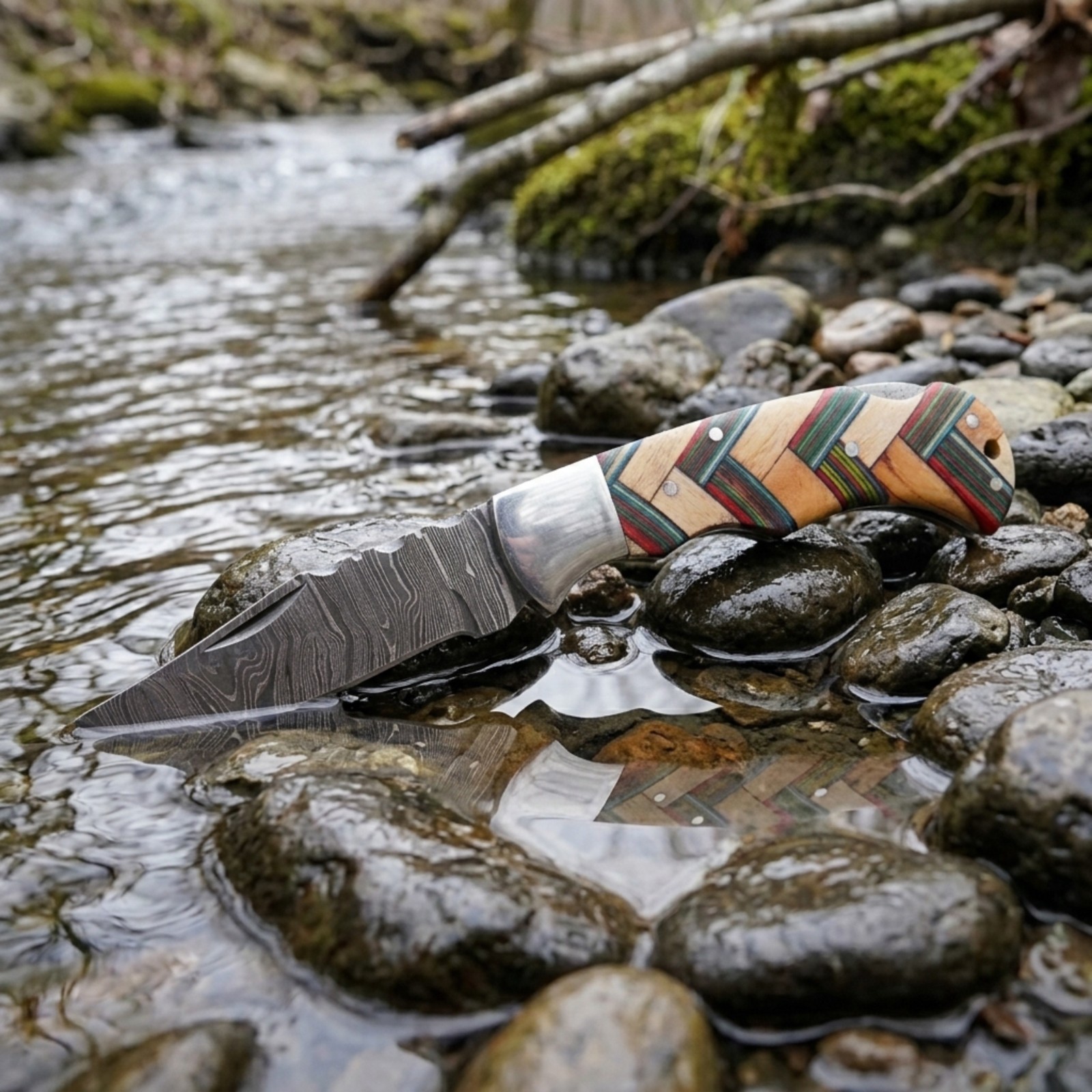 Premium Handmade Folding Knife Damascus Steel 6.5” – Outdoor EDC Pocket Knife
