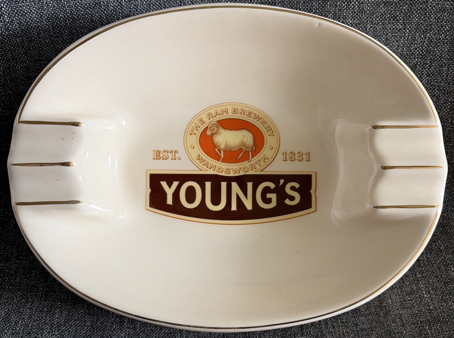 Vintage Young’s Traditional Ales. 1831 Brew Advertisement Ash Tray 7.5” X 5.5”