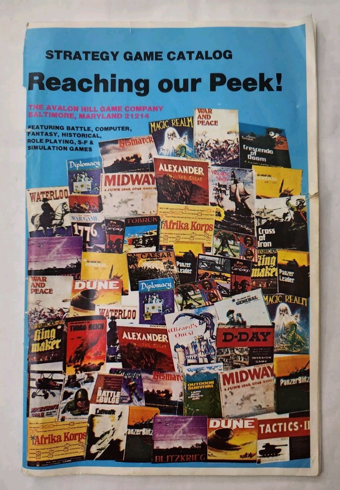 Avalon Hill 1980\'s Strategy Game Catalog Featuring Battle, Computer, Fantasy