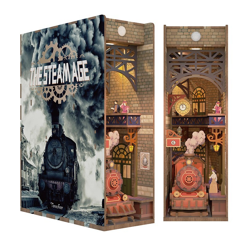 Tonecheer 3D Puzzle DIY Book Nook Kit The Steam Age