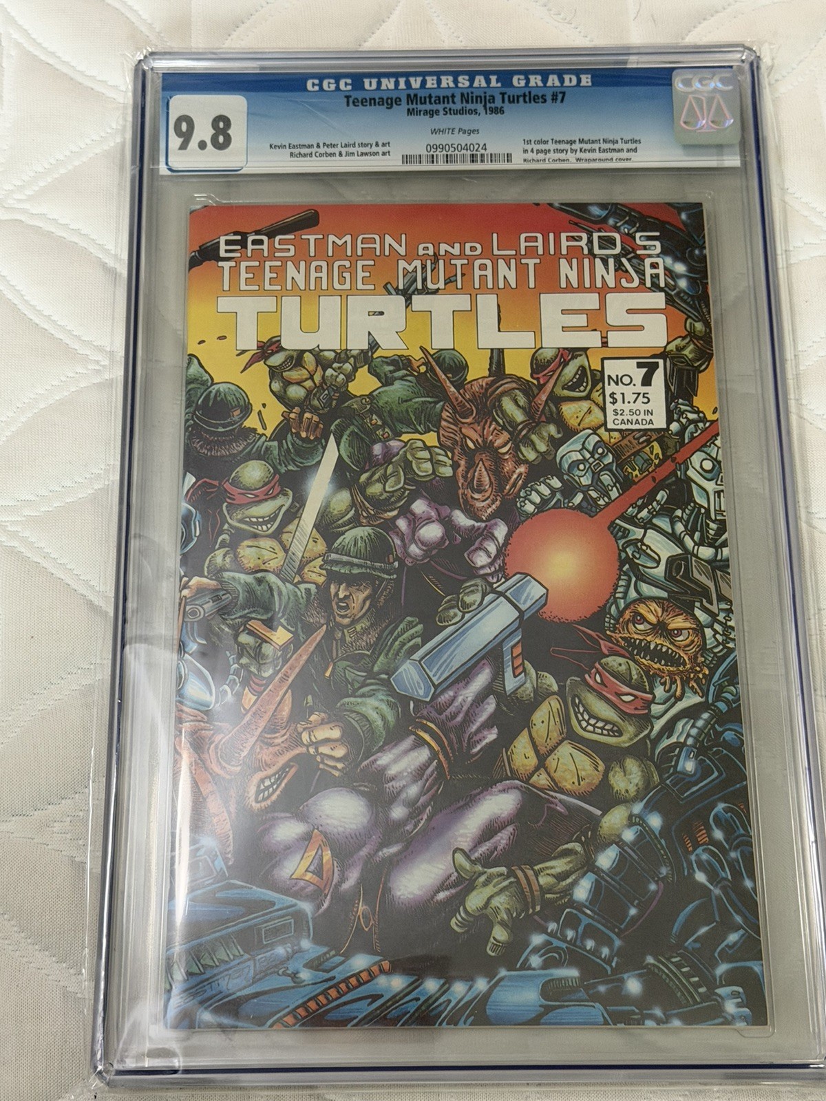 TEENAGE MUTANT NINJA TURTLES #7 - CGC 9.8 1986 WHITE PAGES - TMNT #7