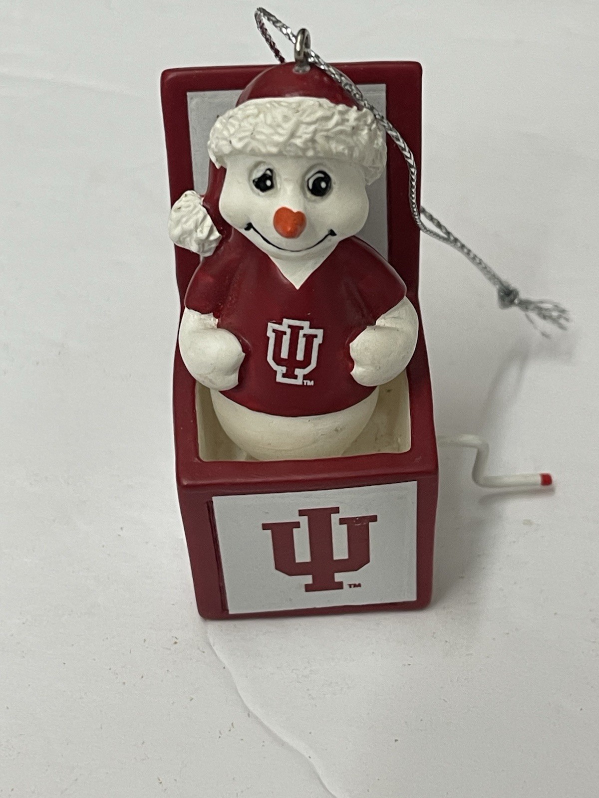 Indiana University IU Hoosiers  Christmas Jack In The Box ORNAMENT Display Decor