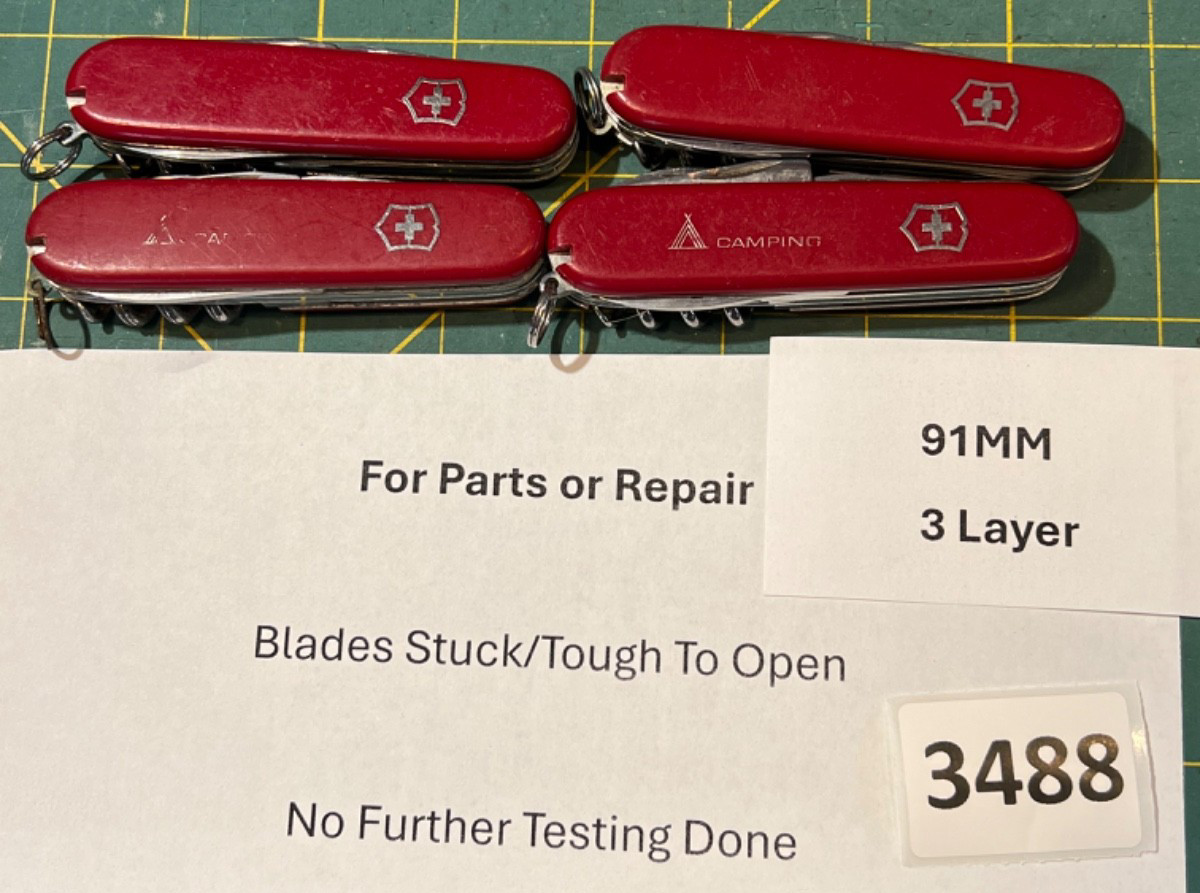 PARTS REPAIR STUCK Lot Victorinox Swiss Army Knives 91MM 3 Layer Knife (3488