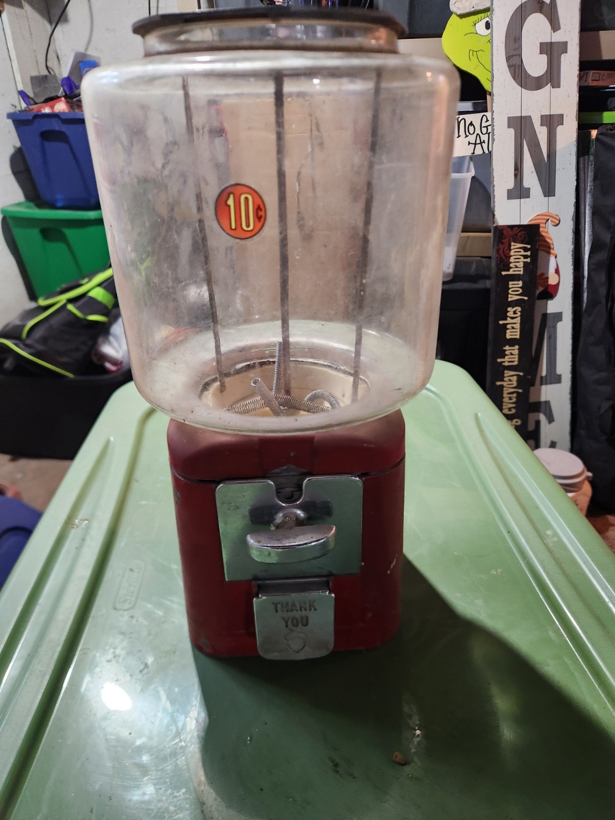 Vintage Oak Acorn Gumball Machine 