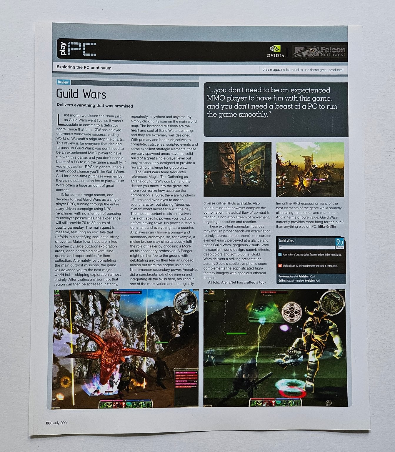 Guild Wars PC Game Magazine Print Review July 2005 ArenaNet NCSoft Ad