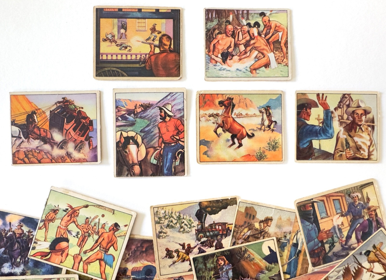 1949 Bowman Wild West Lot (20) R701-19 C18 Simon Kenton F19 Citizens Rout SP