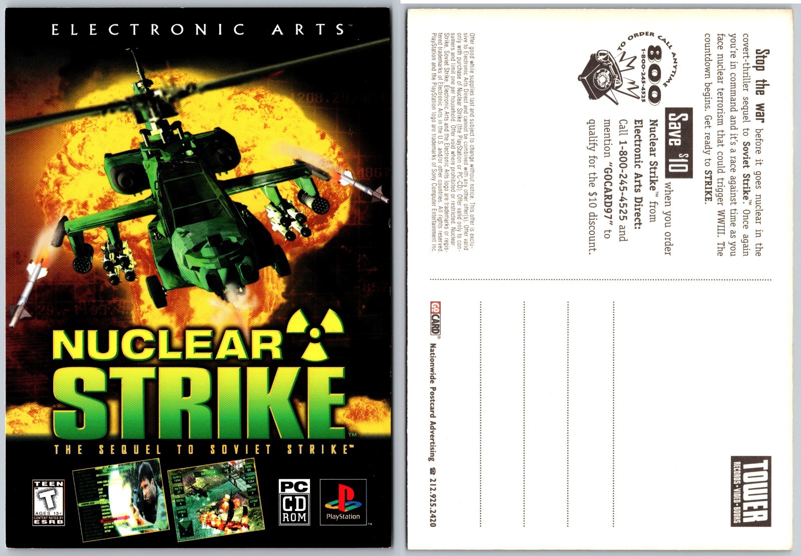 Continental Nuclear Strike Video Game Electronic Arts Postcard
