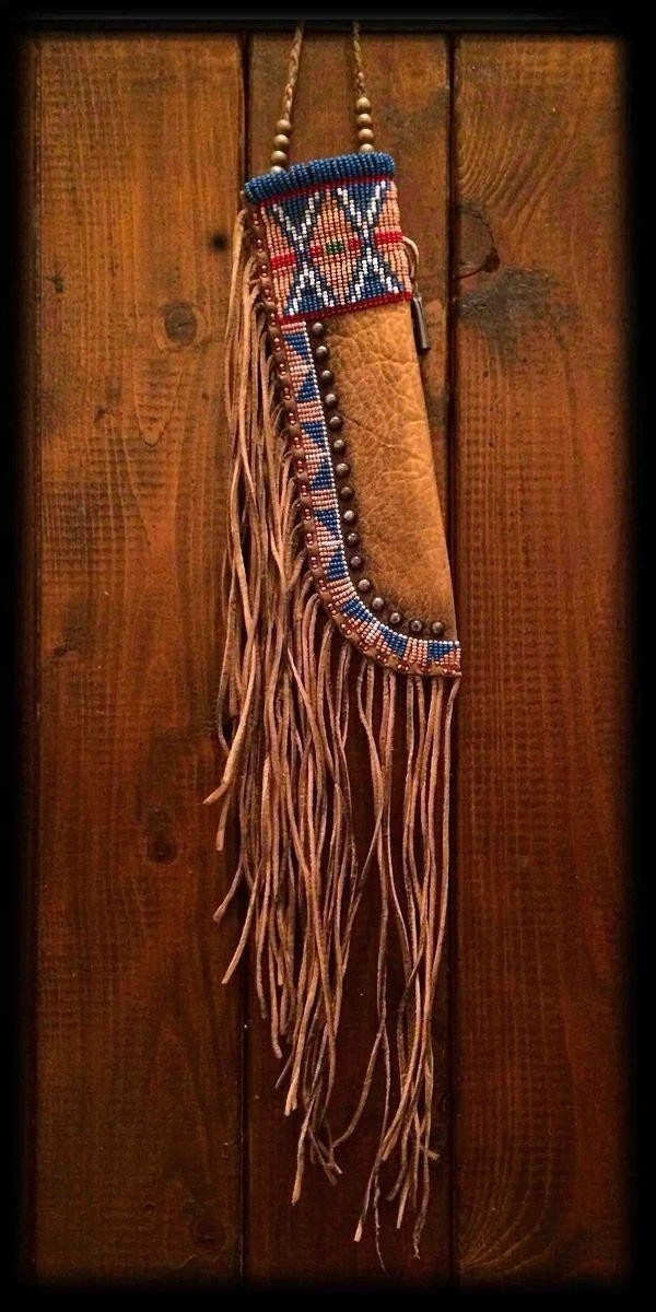 Native American Sioux Handmade Knife Sheath Indian Beaded Knife Sheath