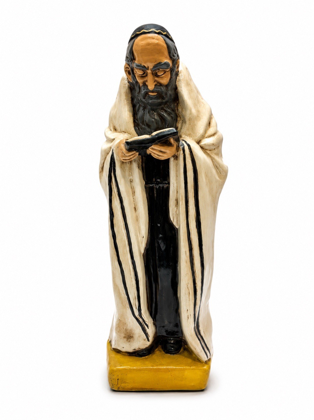 Vintage 1975 Judaic Chalkware Figurine Rabbi Reading and Praying 12.5”