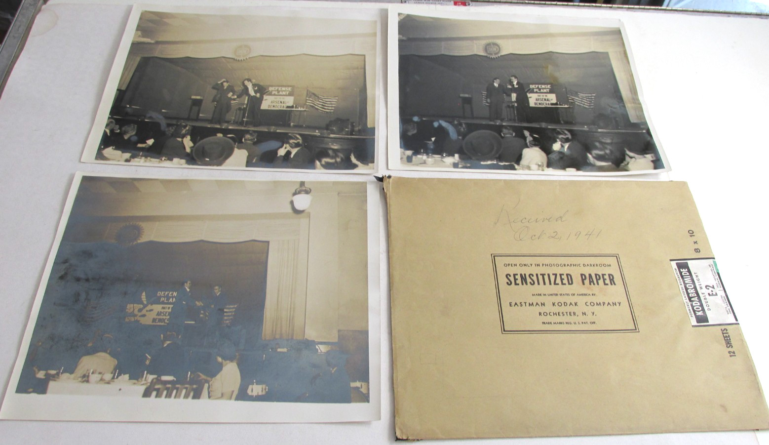 3 Rare Dec. 26, 1941 DEFIANCE OHIO PHOTOS, Defiance Machine Works WWII Ceremony