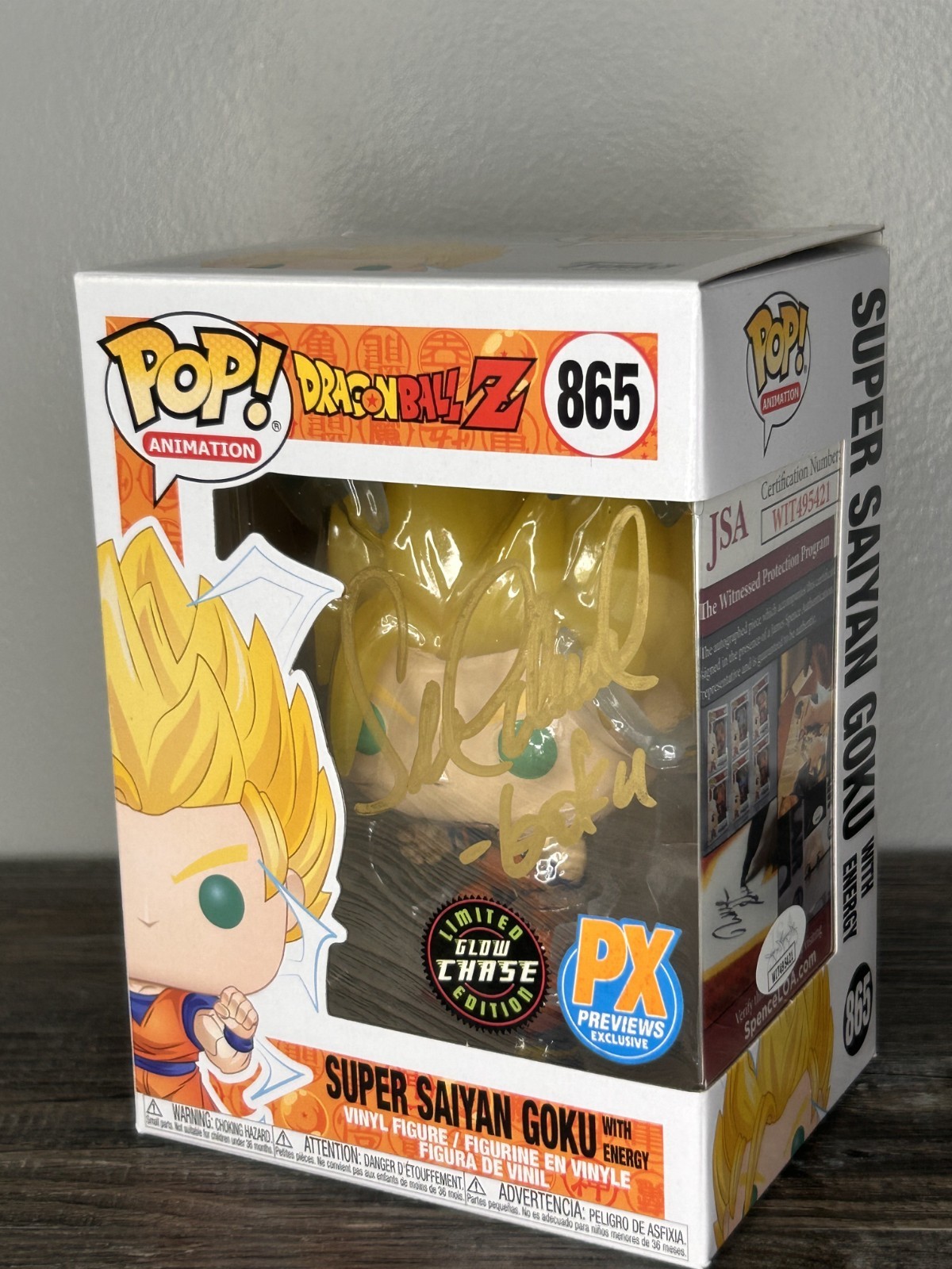 Funko Dragon Ball Z Super Saiyan Goku Glow Chase PX Exclusive Sean Schemmel Auto