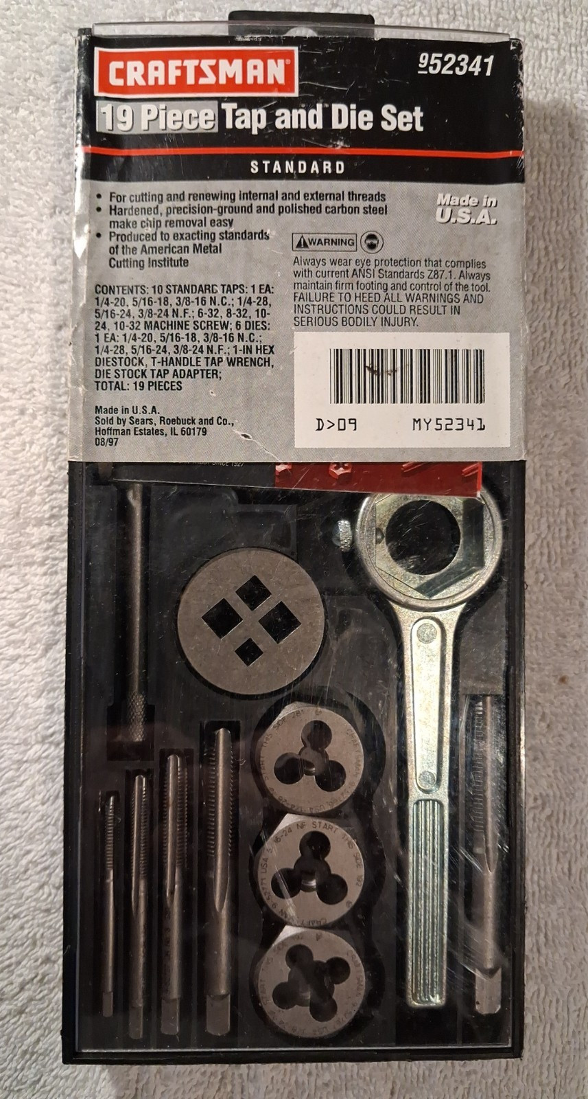 Craftsman USA 52341 NOS 19pc. Standard Tap & Die Set,Never Opened,Factory Sealed