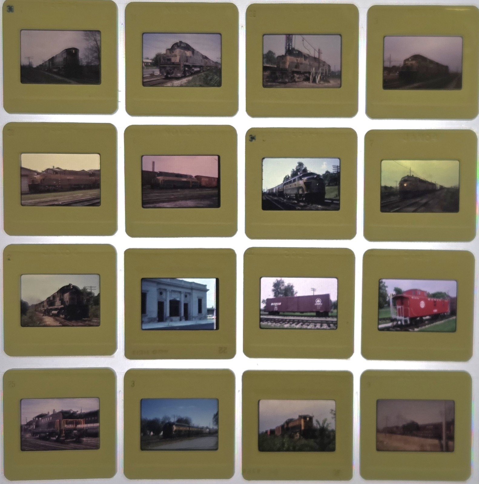 Lot 16 Slides-MON (Monon Railroad) Various Locomotives/Cars/Station
