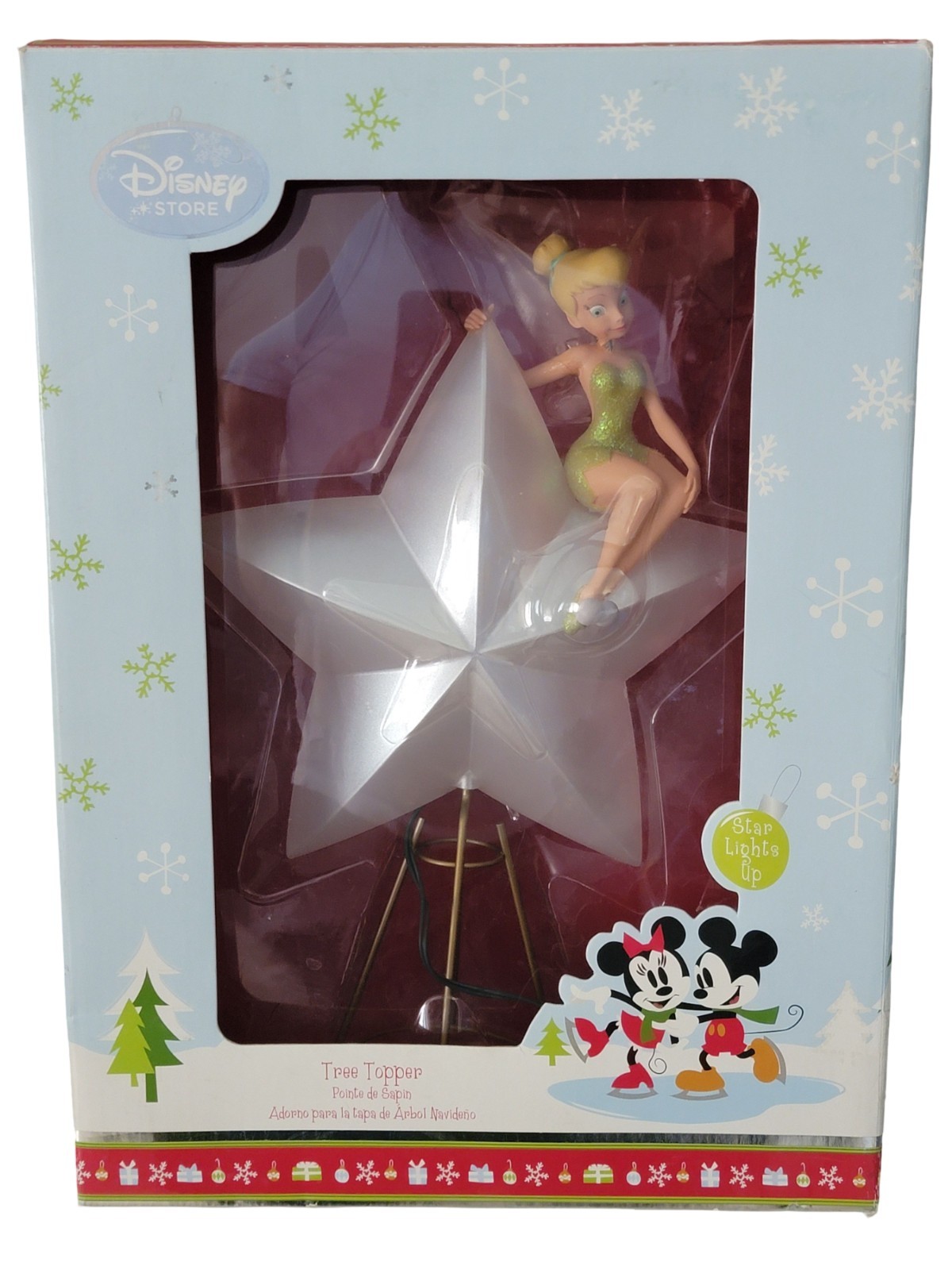 2006 Disney Store Tinker Bell Light Up Star Christmas Tree Topper Peter Pan Box