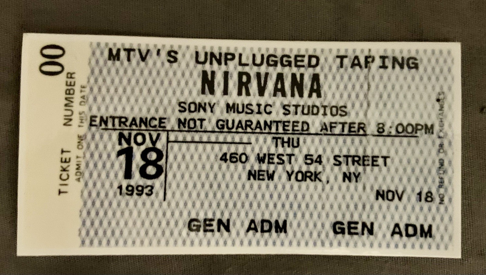 NIRVANA MTV UNPLUGGED Concert Ticket VINYL Decal/Sticker 11/18/1993 4x2”