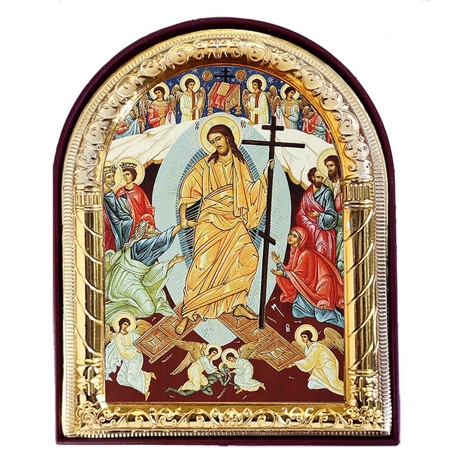 Resurrection of Christ Jesus Arched Icon Gold Foil Decent Into Hell of Christ