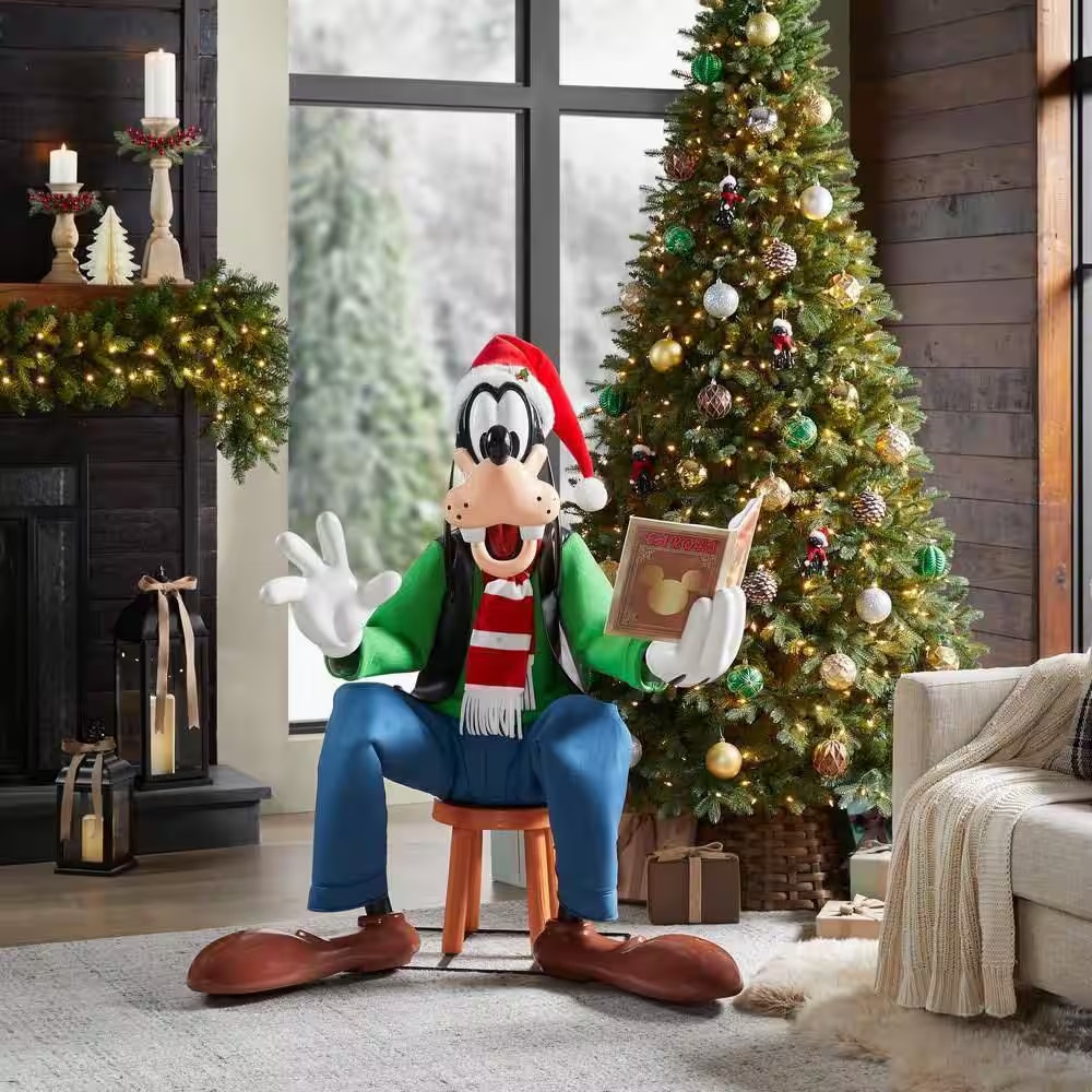 4 FT Animated Holiday Goofy, Disney Christmas Indoor Holiday Decor