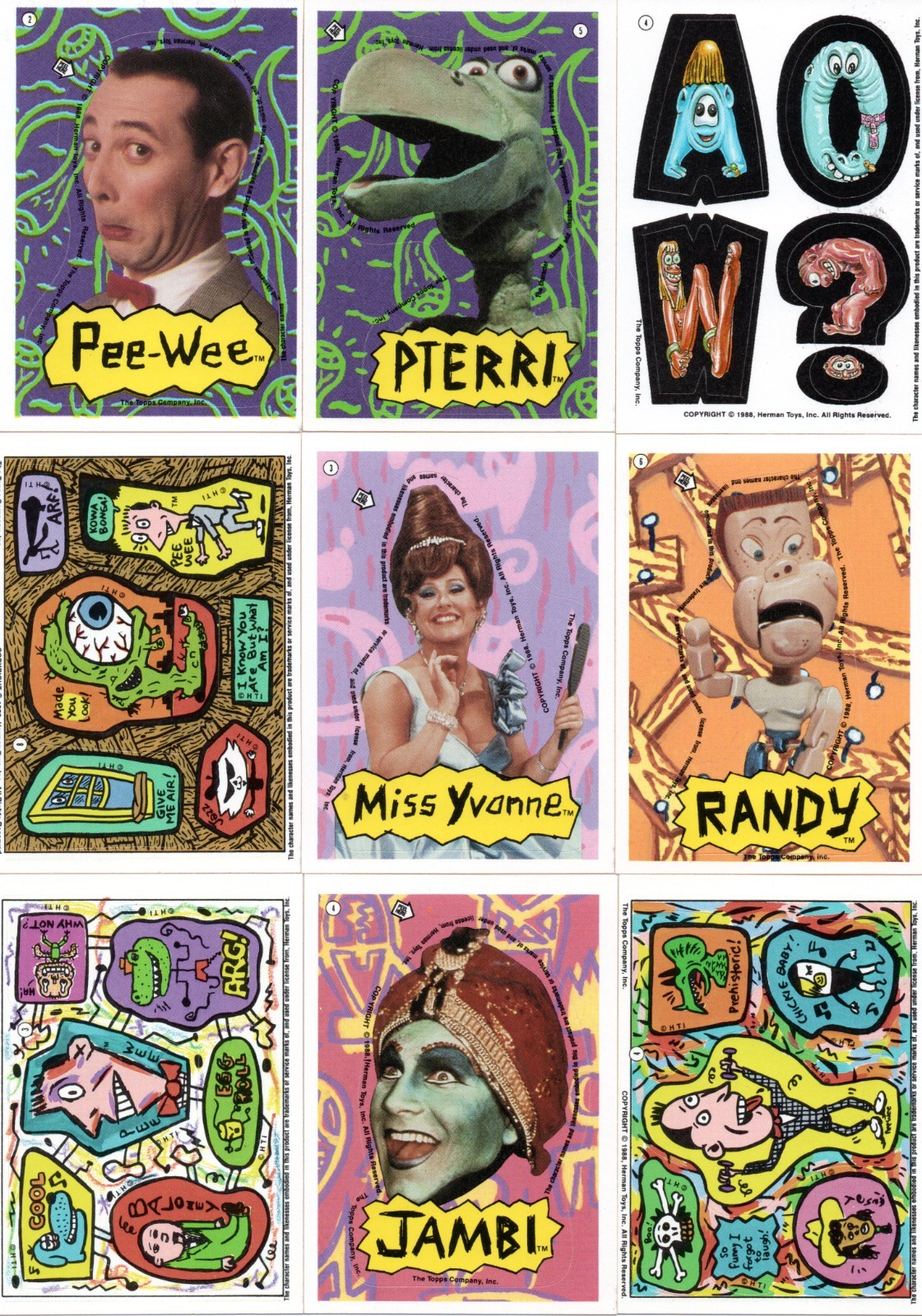 1988 TOPPS PEE- WEE\'S PLAYHOUSE STICKER AND FOLDING CARDS PICK ONE YOU NEED