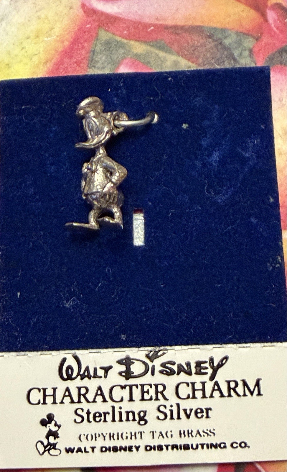 NOS 1950s Walt Disney Productions Donald Duck Pendant Charm Sterling Silver 925