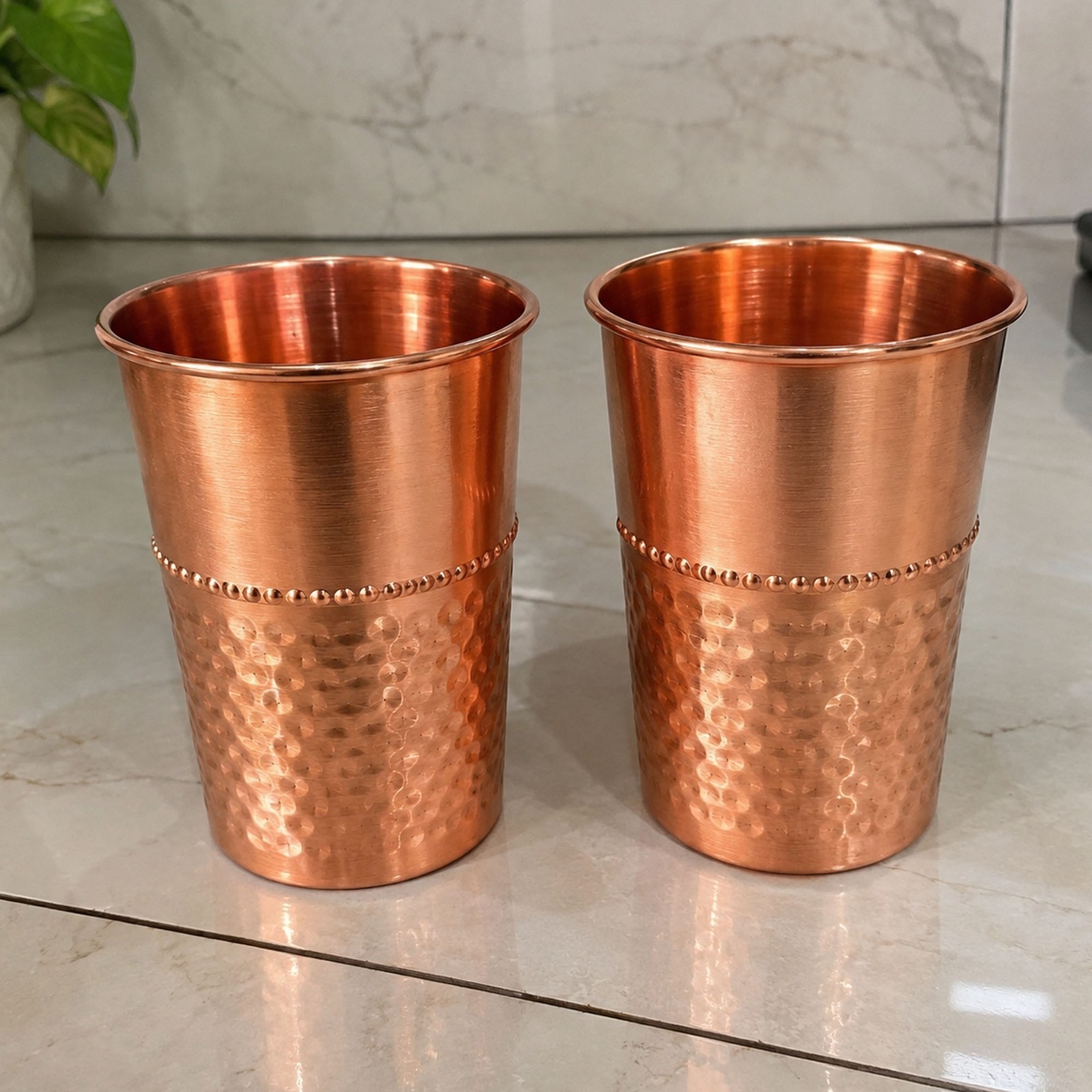 2PCS Pure Copper Drinking Cups 300ml Tumblers Plain Ayurvedic Health Cups USA