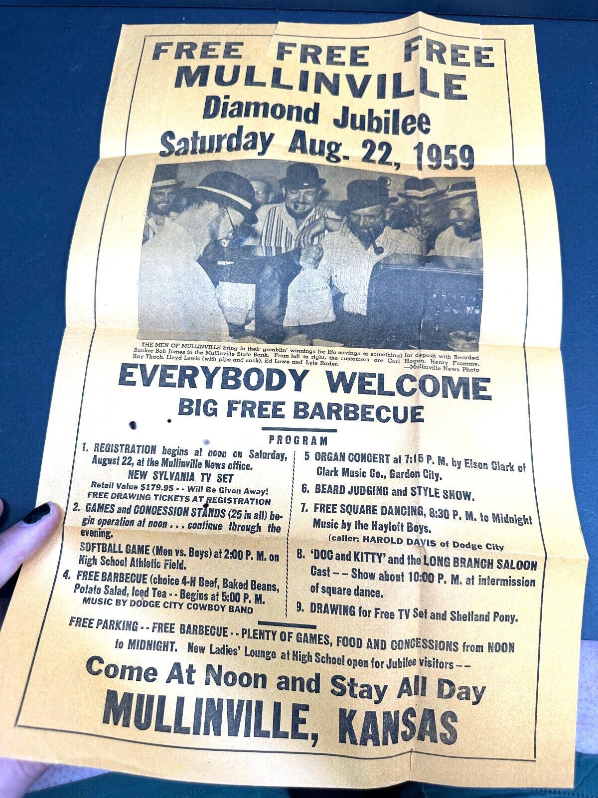 LOT vtg 1959 Ephemera Mullinville Kansas KS Jubilee Flyer Poster
