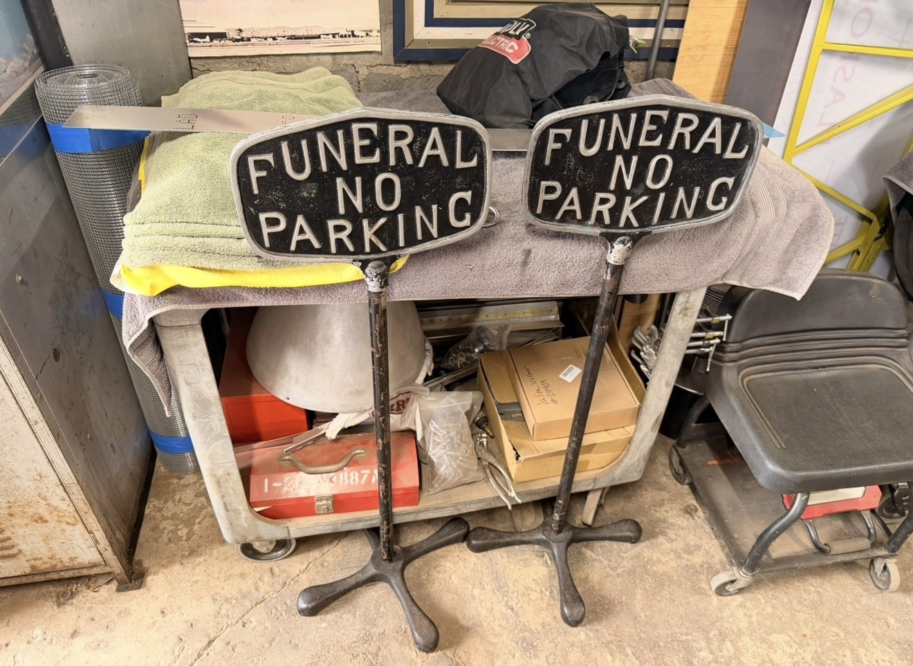 Vintage Funeral Parking Double Sided  Sign